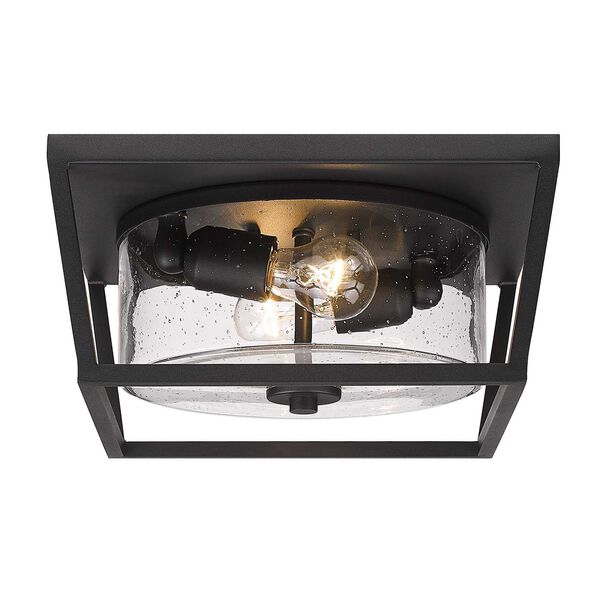 Mercer Natural Black Two-Light Outdoor Flush Mount with Seeded Glass, image 4